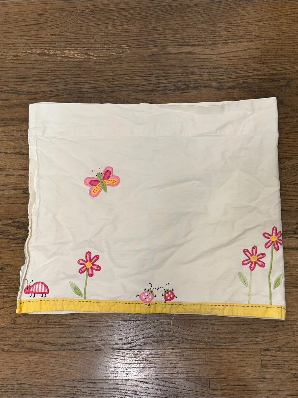 Pottery Barn Kids Pink and Yellow Floral & Butterfly Embroidered Valances